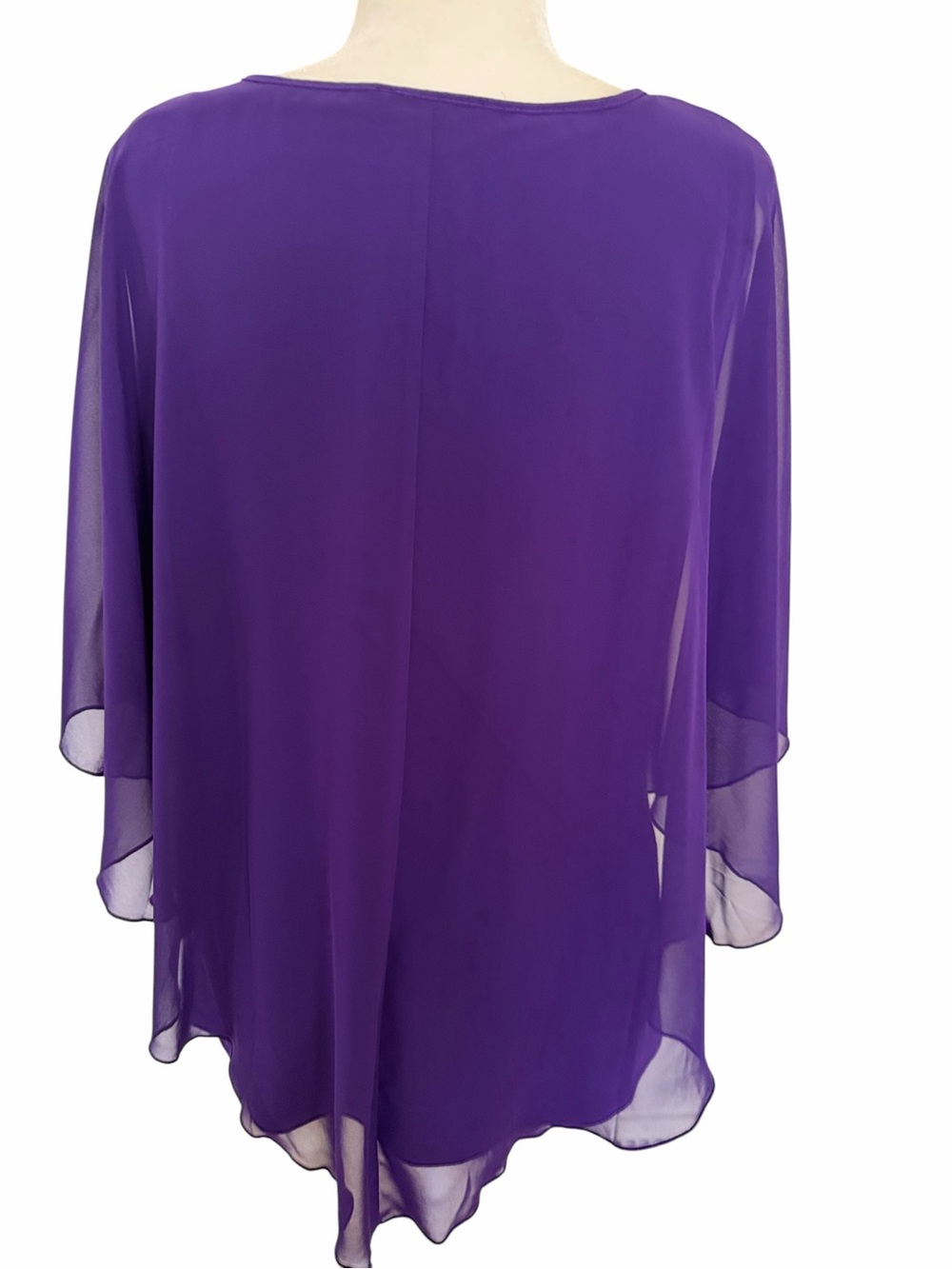 ADELE & MAY ROYAL PURPLE CHIFFON LAYERED TOP Size XL - Picture 3 of 10
